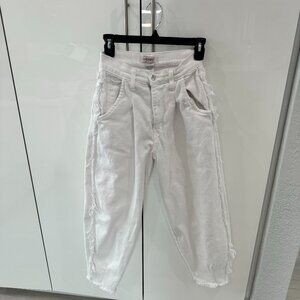 Detailed Outseam Slouch Jeans, Size 3, White